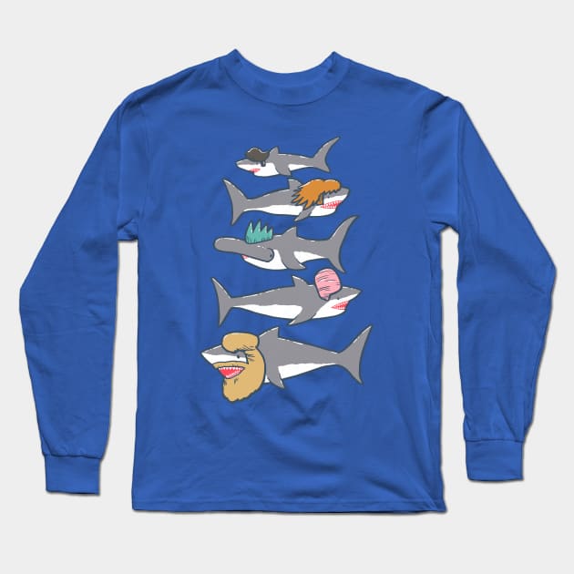 Shark Doos Long Sleeve T-Shirt by nickv47